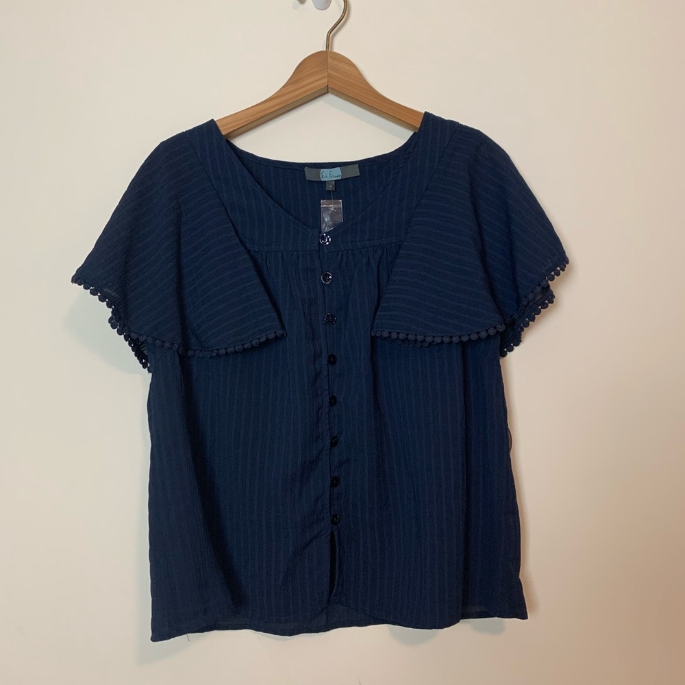 New Eva Franco Navy Blue Top